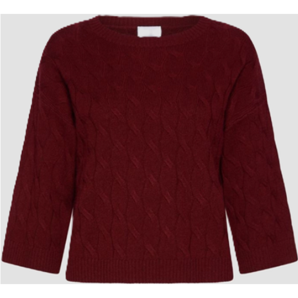 maglia a trecce misto cashmere donna bordeaux