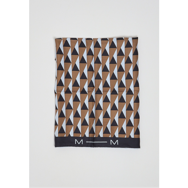foulard in seta con stampa geometrica donna marrone-celeste