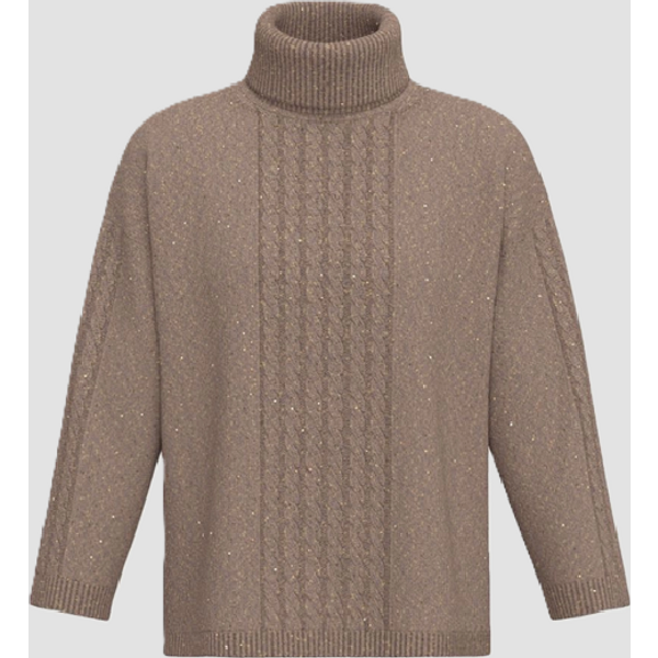maglia in misto lana con paillette donna tortora