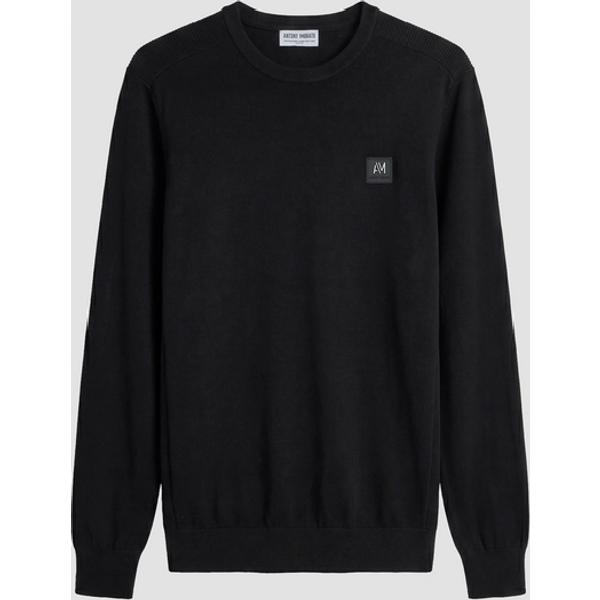 maglia slim fit con logo da uomo nero