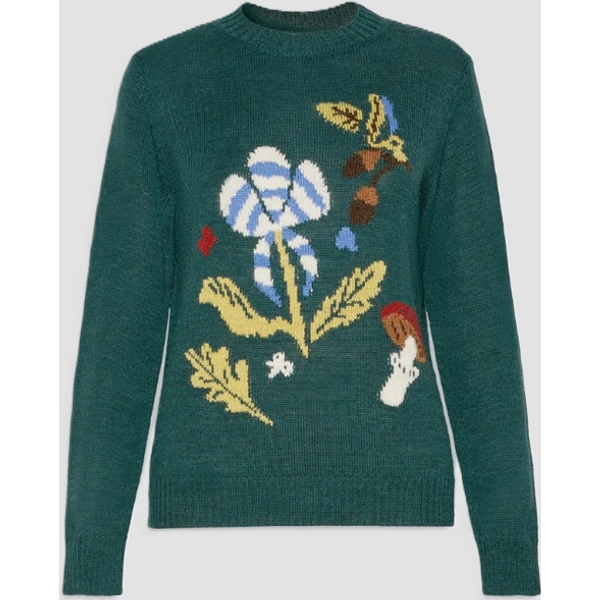 maglia in misto lana donna verde scuro