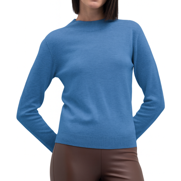 Goa Goa Maglia Girocollo Blu Denim Ultrasoft 100% Lana Modello Dolores Con Maniche Lunghe-image