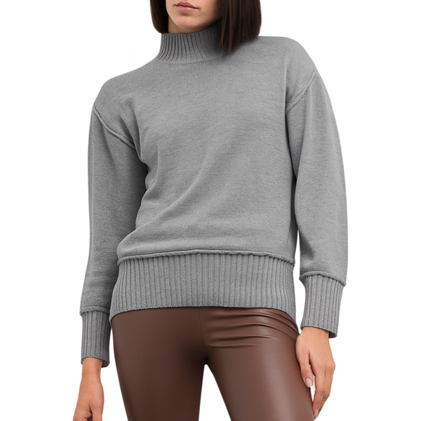 Goa Goa Maglione Dolcevita 100% Lana Modello Chile Colore Grigio Vestibilita Oversize-image