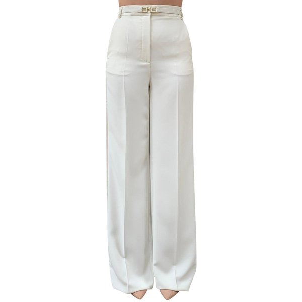 Pantaloni Donna Elisabetta Franchi - Pantalone Con Cintura - Avorio-image