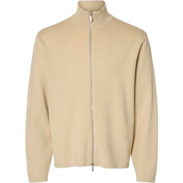 Giacca Zip Selected Homme Teller Relaxed Zip Cardigan - Oatmeal-image