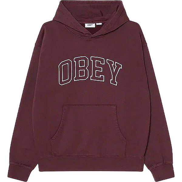 felpa obey collegiate faded hood fleece - winetasting faded wash