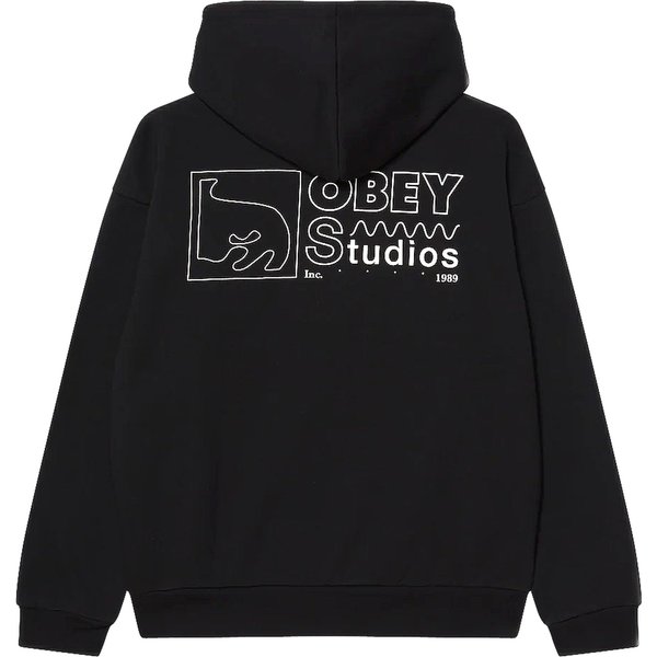 felpa obey nico extra heavy hood fleece - black