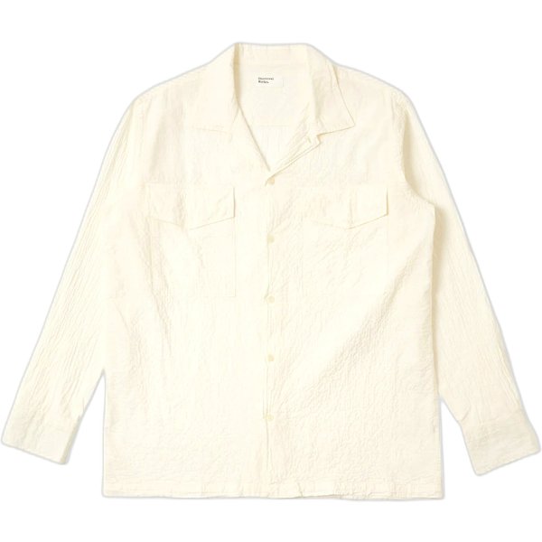 camicia universal works attendant shirt arten seersucker - ecru