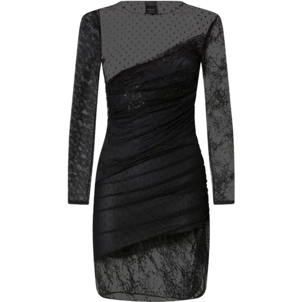 vestiti casual donna pinko - backgammon abito patch pizzi - nero