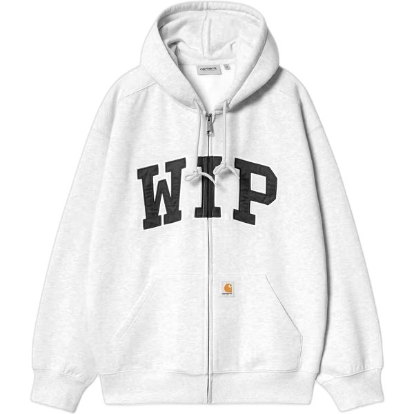 felpa carhartt wip hooded wip sweat jacket - ash heather stone washed