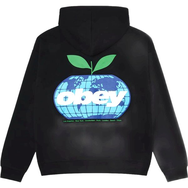 felpa obey intercontinental extra heavy hood fleece - black