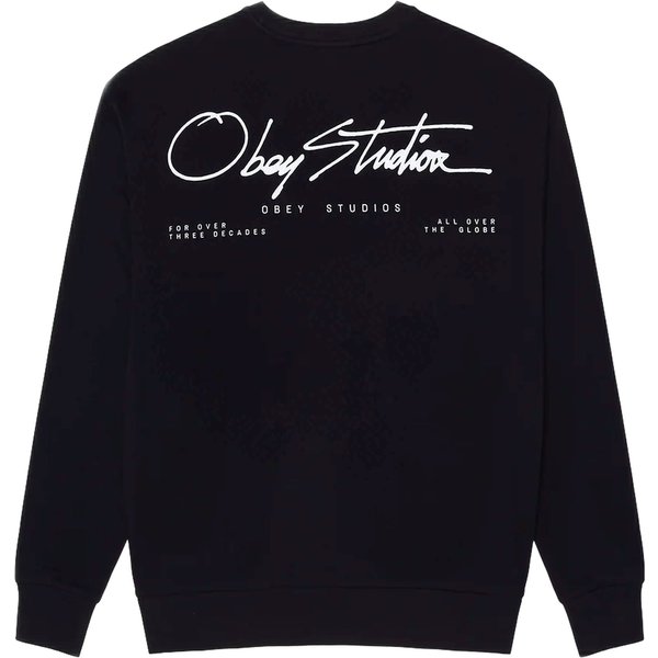 felpa obey autograph crew fleece - black