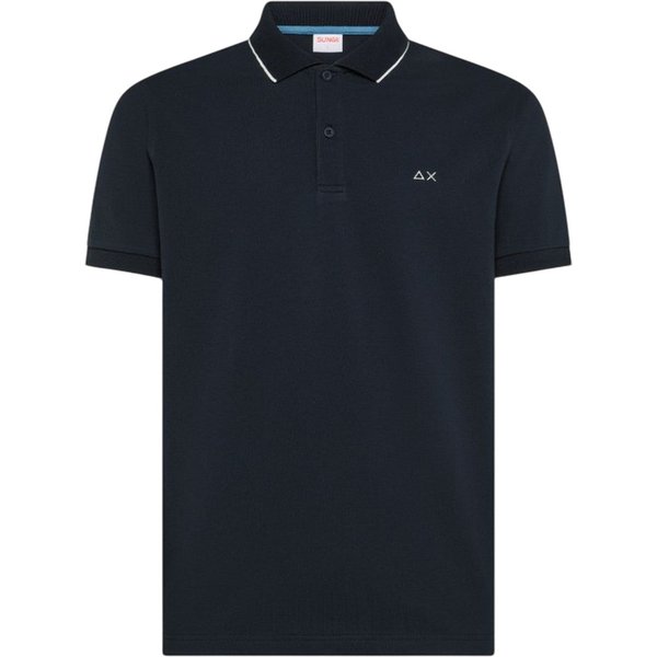 Polo Uomo sun68 - Polo Small Stripe On Collar - Blu-image