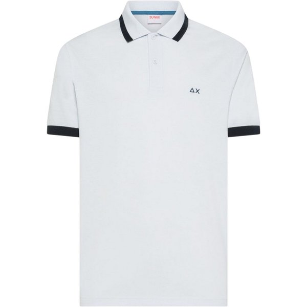 polo uomo sun68 - polo big stripe on collar s/s - bianco