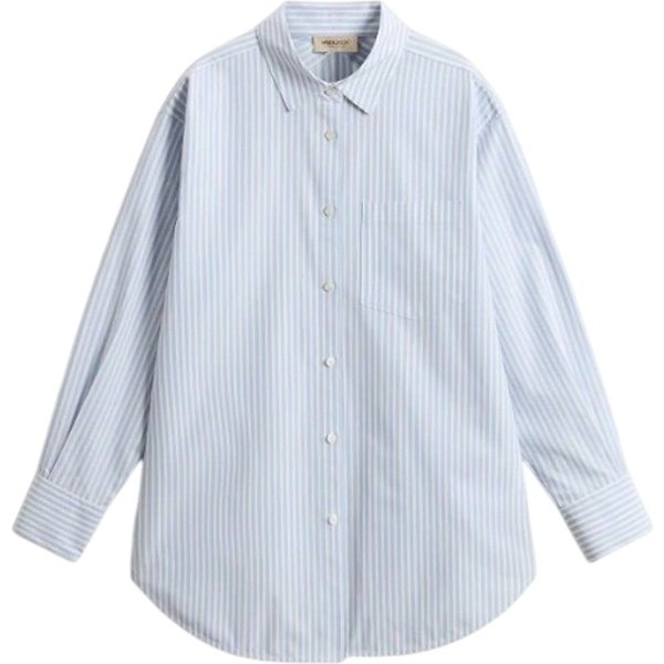 Camicie Donna Woolrich - Striped Cotton Poplin Boyfriend Shirt Stripe Blue - Blu-image