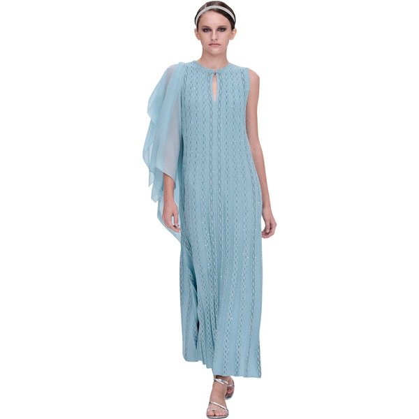 Vestiti Casual Donna D.Exterior - Intarsio Lux Abito Lungo Svasato - Celeste-image