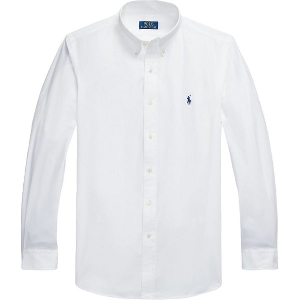 camicie casual uomo ralph lauren - custom fit stretch poplin shirt - bianco