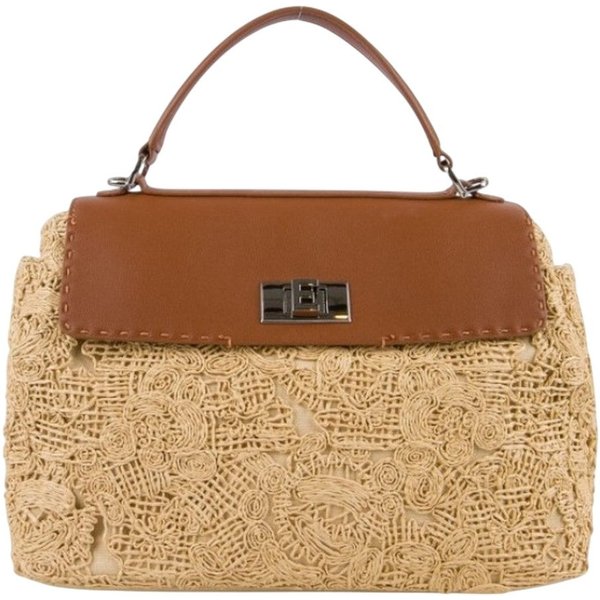 borse a spalla donna ermanno scervino - small flap bag ada straw - beige