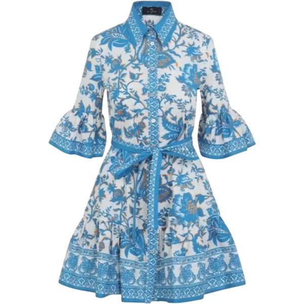 vestiti casual donna etro - women's mini shirt dress with belt - multicolore