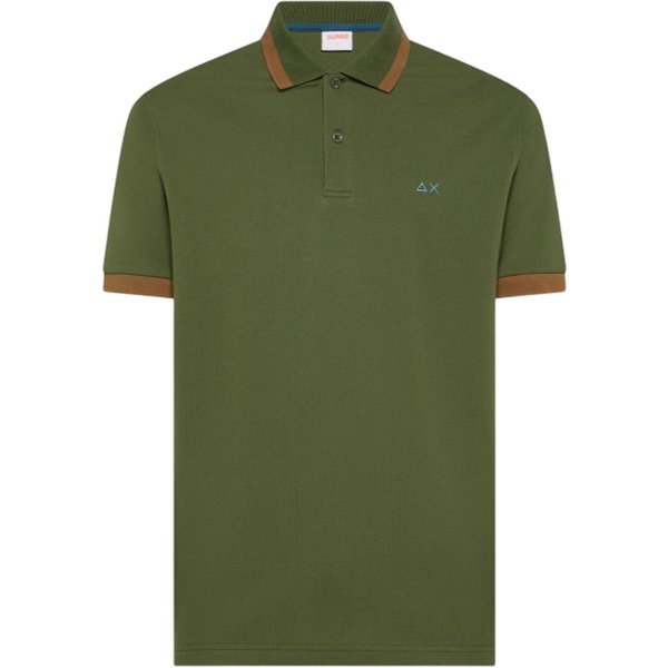 polo uomo sun68 - polo big stripe on collar s/s - verde