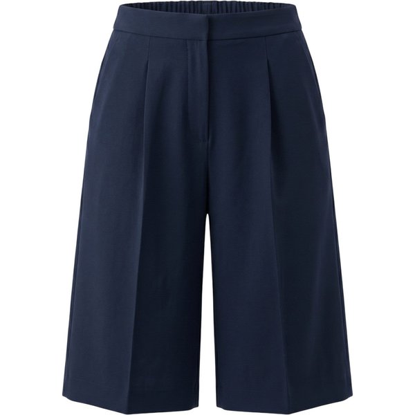 pantaloncini donna maria bellentani - bermuda con zip e piega - blu