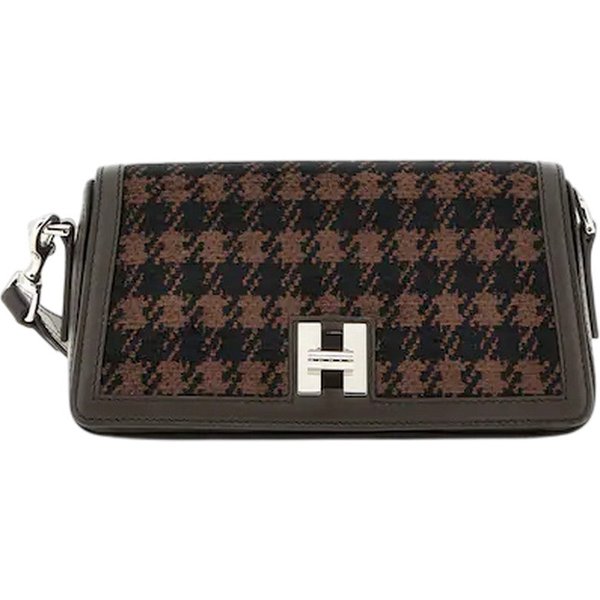 borse a spalla donna hogan - tracolla patta mini tessuto - marrone