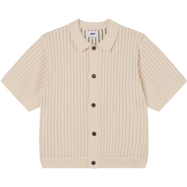 Obey Dez Sweater Shirt Cardigan Maniche Corte Con Colletto - Umbleached-image