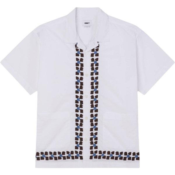 Obey Ruben Shirt Camicia Maniche Corte Con Colletto Cubano - White Multi-image