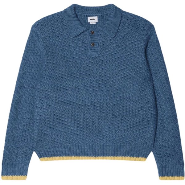 Obey Loreto Polo Knit Sweater Maglioncino In Lana Con Colletto - Captains Blue Multi-image