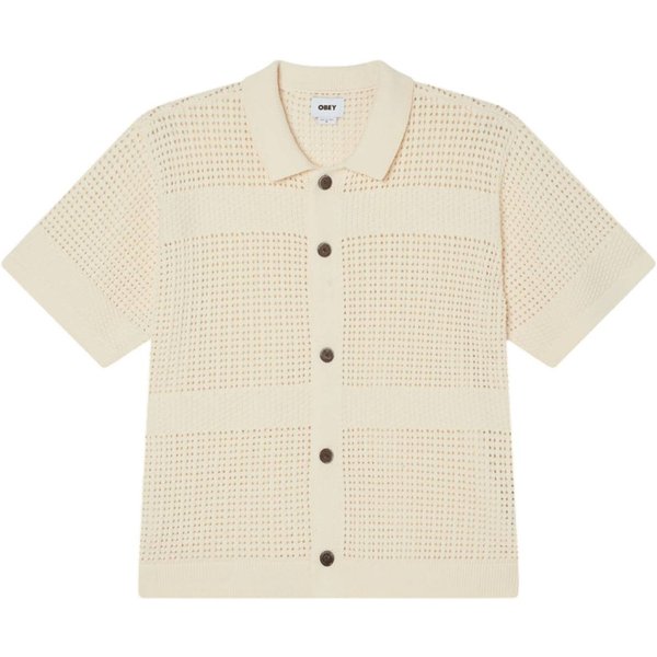 Obey Zach Sweater Shirt Polo Maniche Corte In Maglina Con Bottoni - Umbleached-image