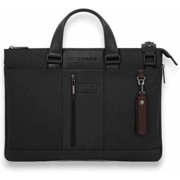 Cartella due manici PIQUADRO Brief pelle e tessuto Nero - CA4021BR2-N