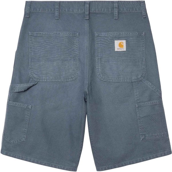 Carhartt Wip Single Knee Short Gamba Larga In Canvas Slavato - Dusky Blue Stone Washed-image