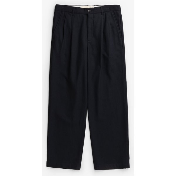Hestur Relaxed Cotton Linen Twill Pleated Trousers-image