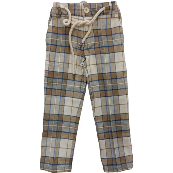 Emanuel Pris - Pantalone Panna/beige/azzurro A Quadri EPT6153B