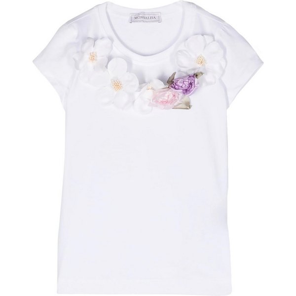 Monnalisa - T-shirt Bianca Fiori 0099 11C630 3201