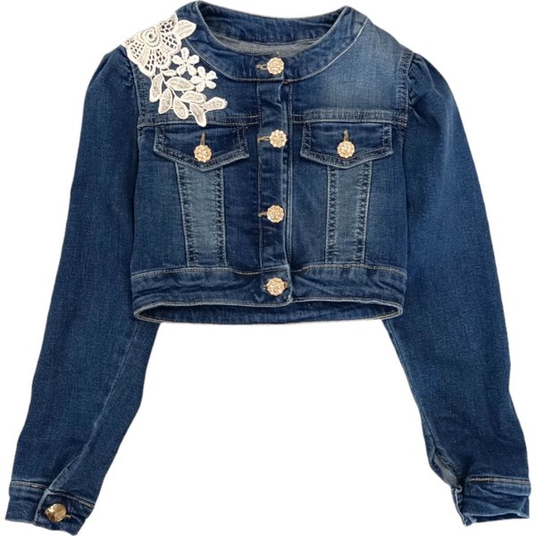 Naida - Giubbino Denim C/Ricami E Bottoni Gioiello NAGB185-image