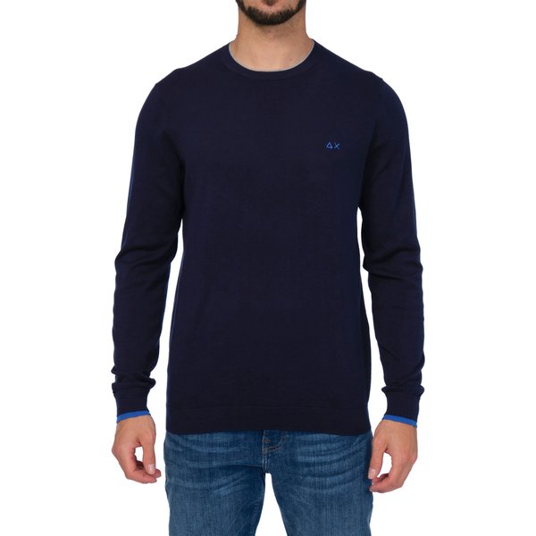 Sun68 - Round Neck Double Rib Giro Doppio Bordino K33105 07 NAVY