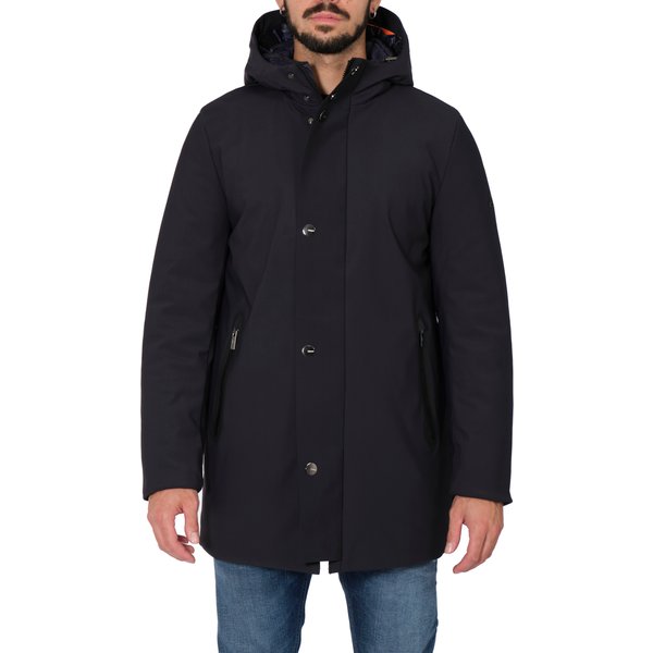 Heskimo - Lungo Con Capp. Softshell Bonded Bottoni In Metallo HE544015 Blu-image