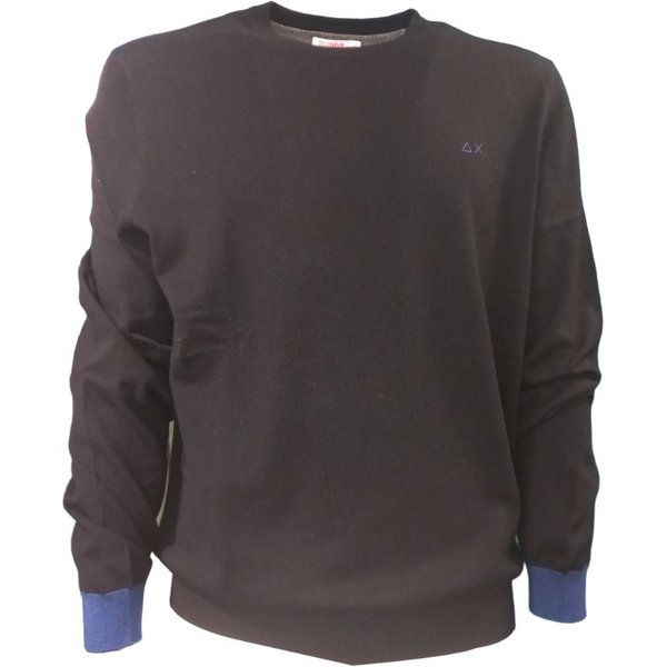 Sun68 - Maglione Nero Elbow Contrast K43110-image