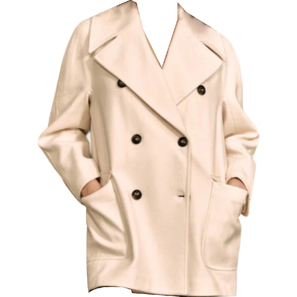 White Wise - Cappotto Doppiopetto Con Tasconi Panna WW18490