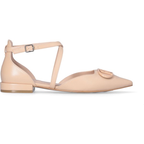 Liu Jo Scarpe Basse Beige in Pelle Viola 19 con Punta Affusolata e Chiusura a Fibbia