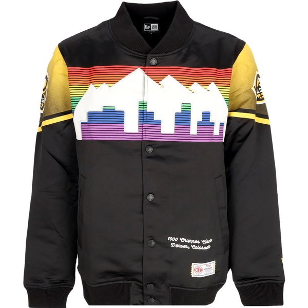 Giubbotto Bomber Uomo Nba Ce Snap Satin Jacket Dennug Black/original Team Colors