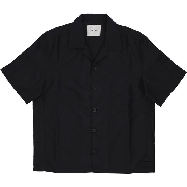 Camicia Manica Corta Uomo Linen Shirt Black-image
