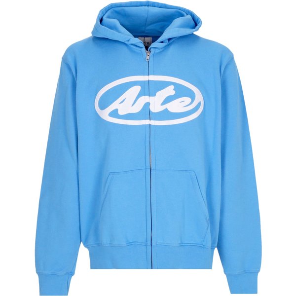 Felpa Leggera Cappuccio Zip Uomo Circle Logo Zip Hoodie Blue