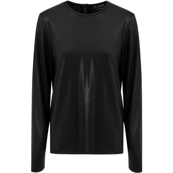 Tom Ford Maglia In Viscosa Nera Con Zip Posteriore - Maniche Lunghe-image