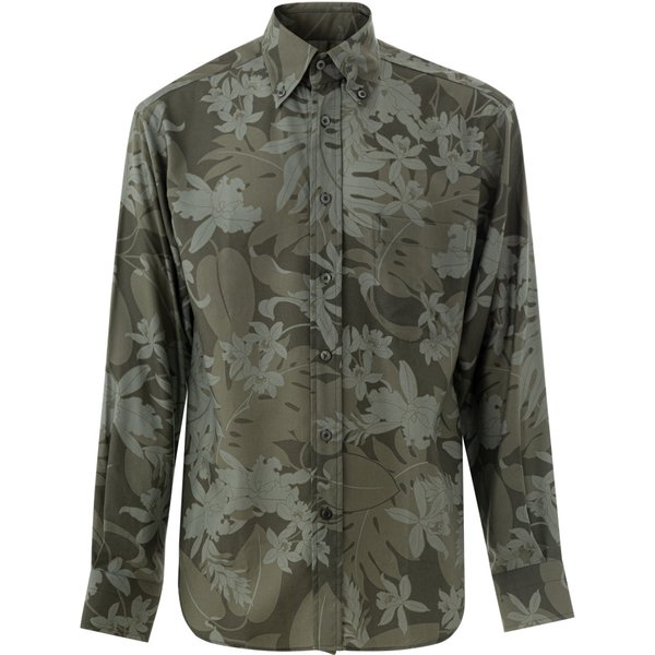 Camicia Stampa Floreale in Verde Tom Ford