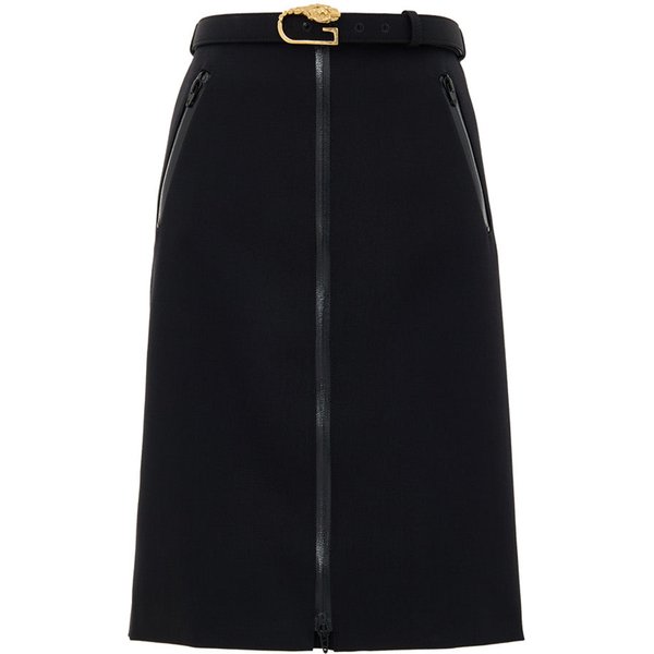 Gonna Nera con Zip e Cintura Gucci