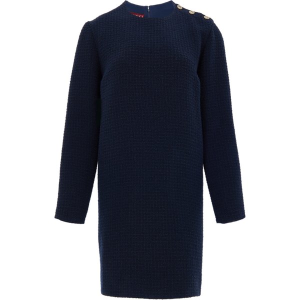 Abito in Boucle Blu con Bottoni Logo Gucci