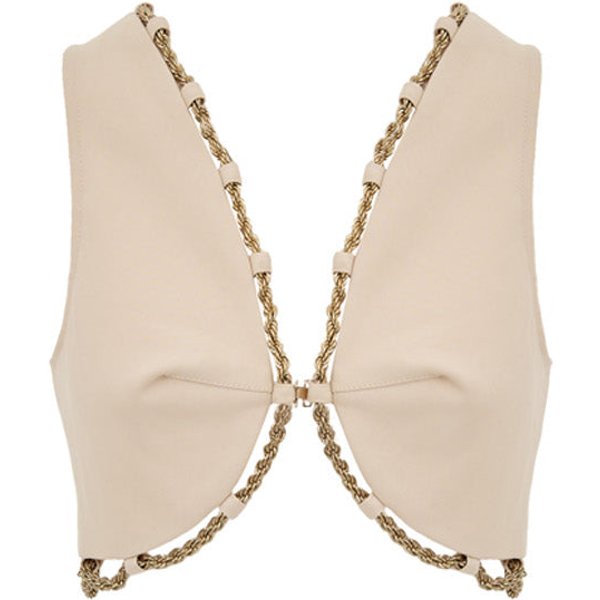 Gilet In Cotone Cipria Con Bordo In Catena Gold Cult Gaia-image