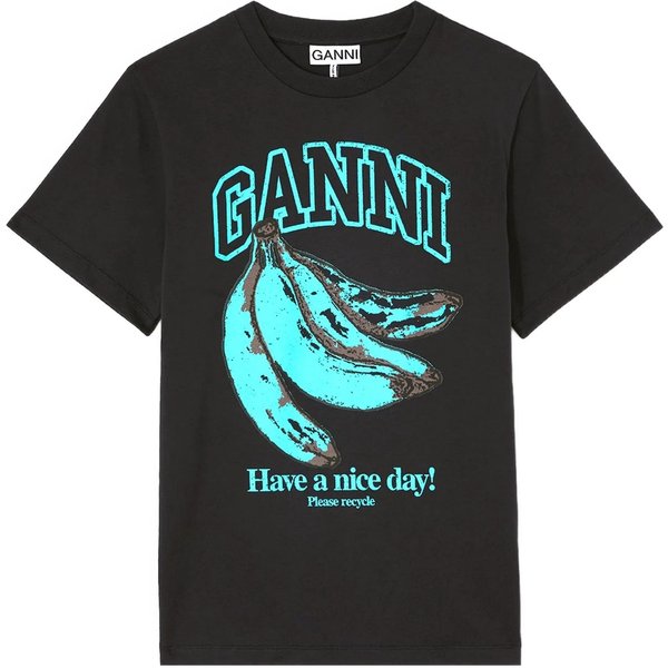Ganni - T-Shirt Nera da Donna
